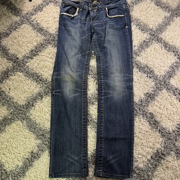 Akademiks New York Womens 32 Denim Jeans Embroidered Bling Sequins Stretch‎ - Picture 1 of 8